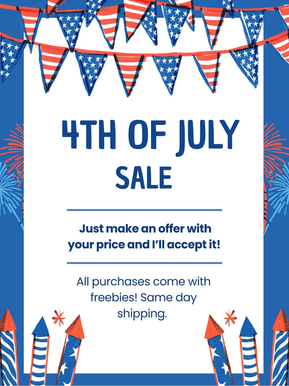 4th of July Sale Banner - Red, White & Blue